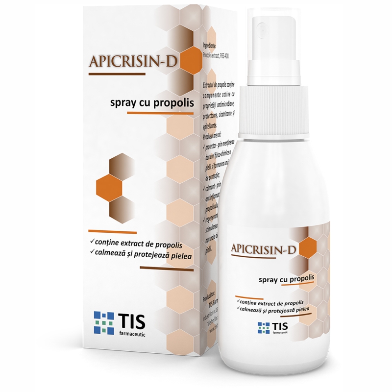 Alte afectiuni ale pielii - Apicrisin-d spray cu propolis, 50 ml, Tis, sinapis.ro