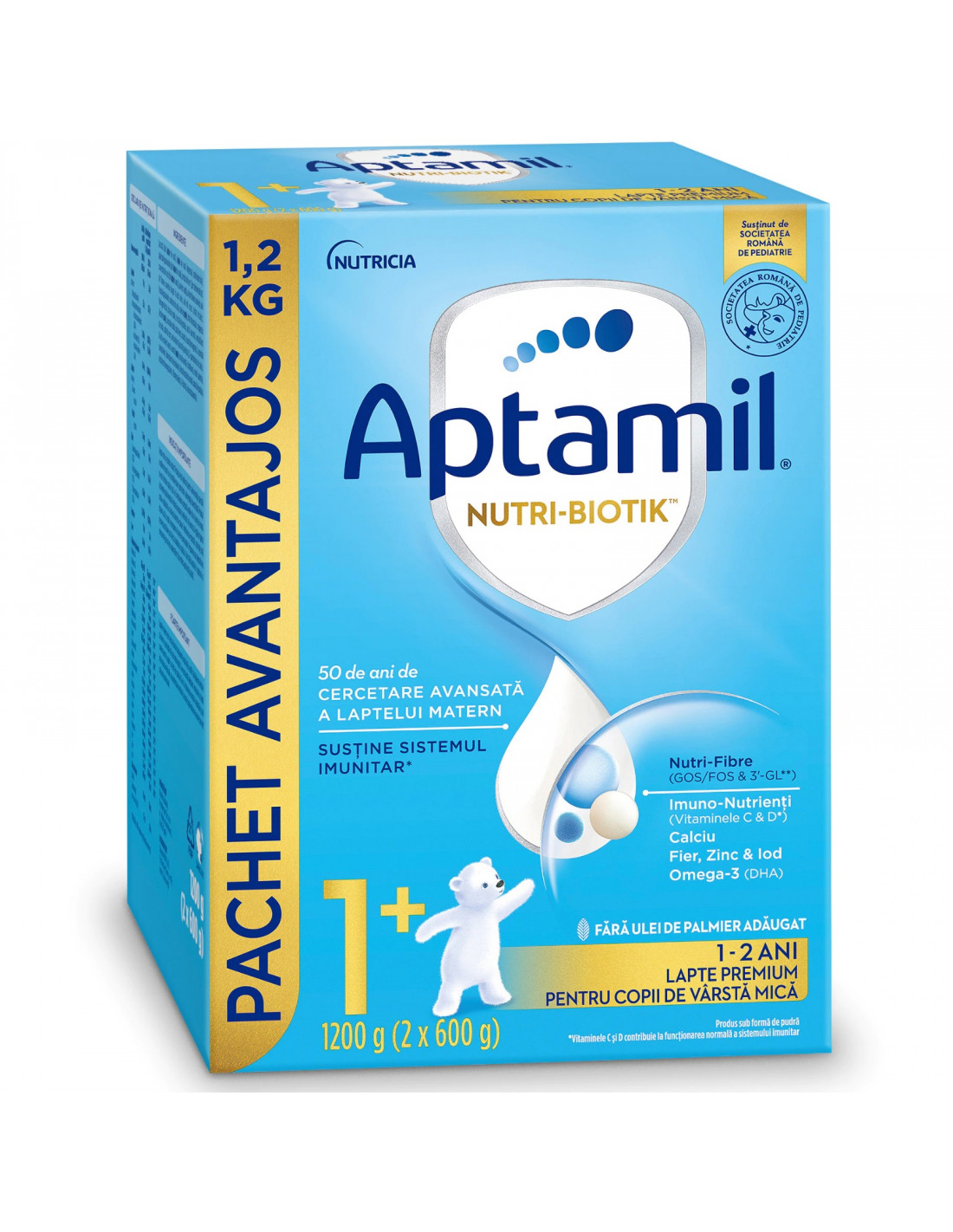 Lapte - Aptamil junior Nutri-biotik 1+ lapte praf 1200g, de la 1 an, Milupa, sinapis.ro