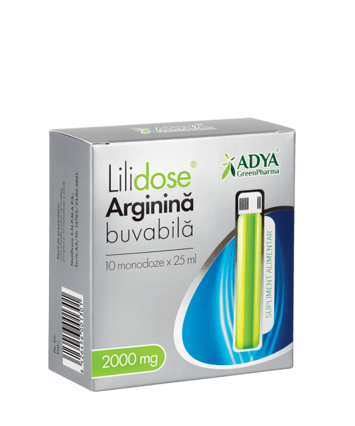 TONICE GENERALE - Arginină Buvabilă 2000mg Lilidose, lime, 10 monodoze x 25 ml, Adya Green Pharma , sinapis.ro