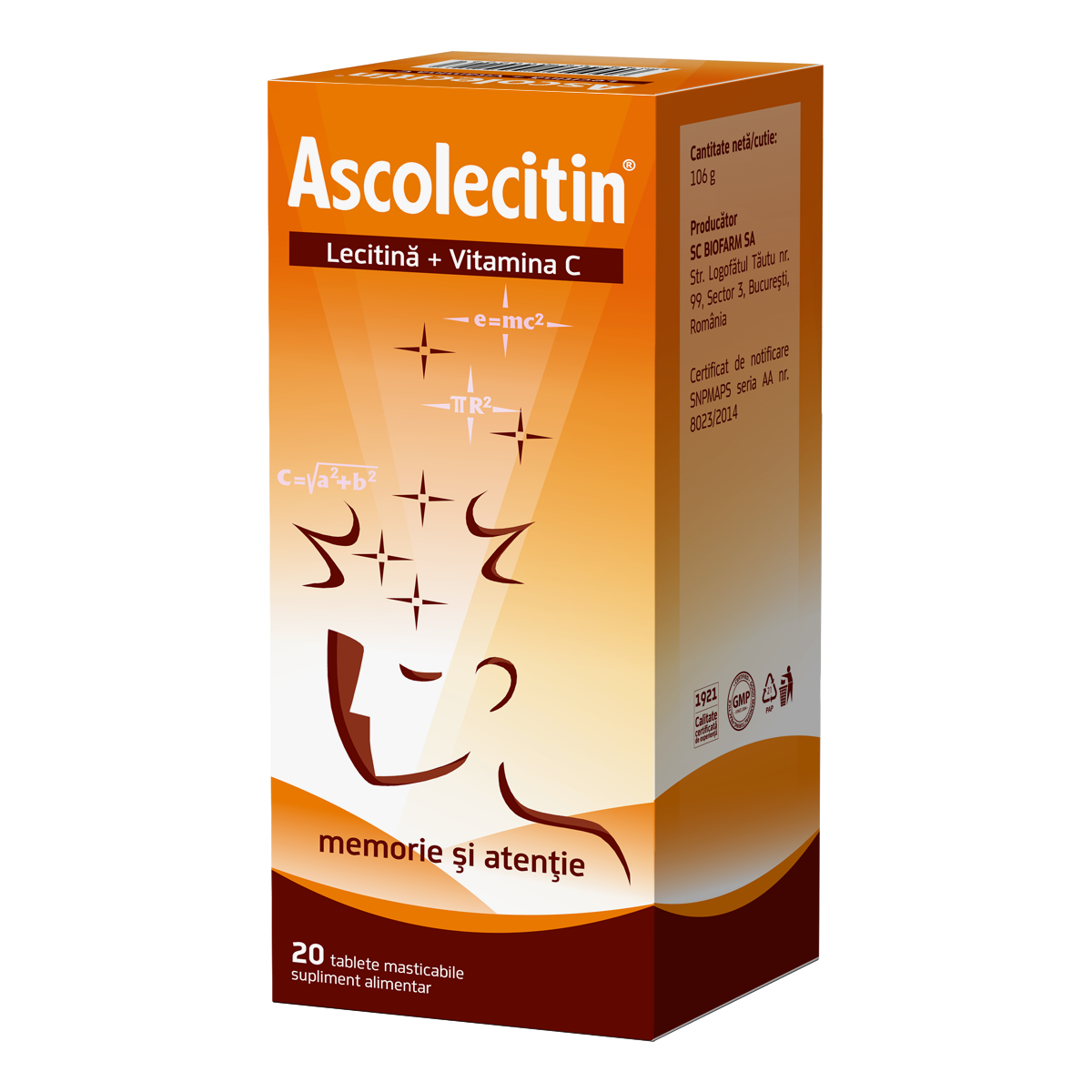 Pentru memorie - Ascolecitin, 20 comprimate, Biofarm, sinapis.ro