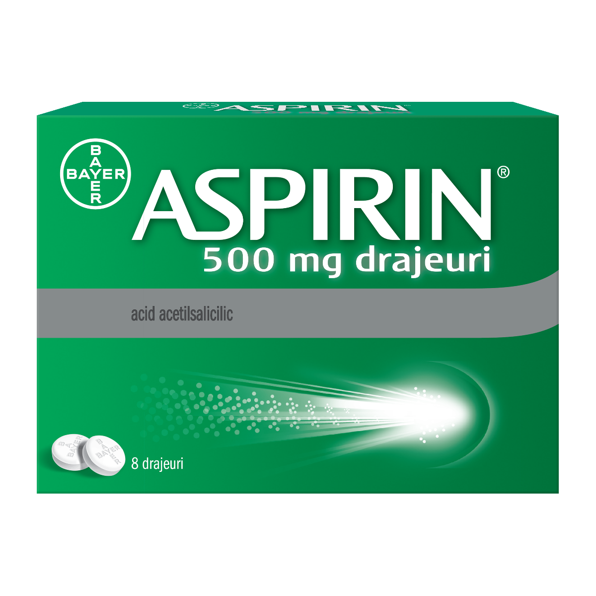 Reumatologie - Aspirin 500mg, 8 drajeuri, sinapis.ro