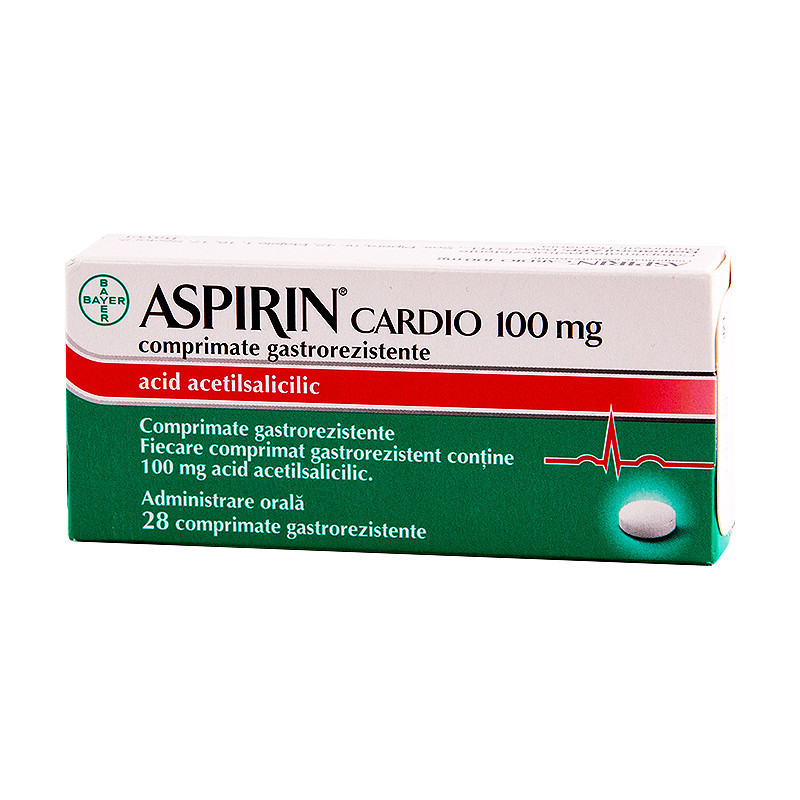 Cardiace si tensiune - Aspirin cardio 100mg, 28 comprimate filmate, sinapis.ro