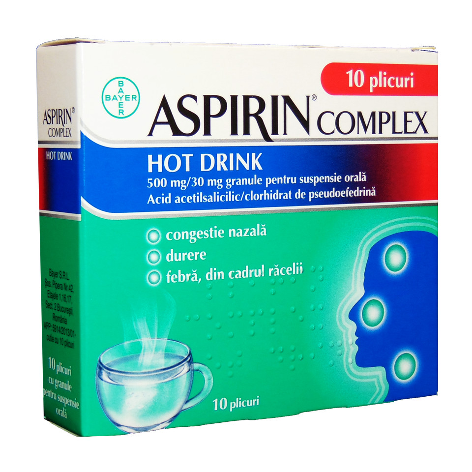 Raceala si gripa - Aspirin complex hotdrink, 10 plicuri, sinapis.ro