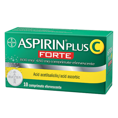 Raceala si gripa - Aspirin plus C forte 800mg/480mg, 10 comprimate efervescente, sinapis.ro