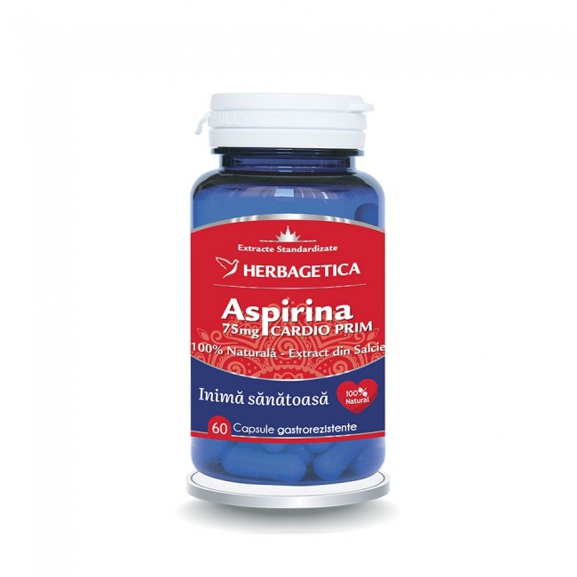 Cardiace-tensiune - Aspirina naturala cardio prim 60 capsule, sinapis.ro