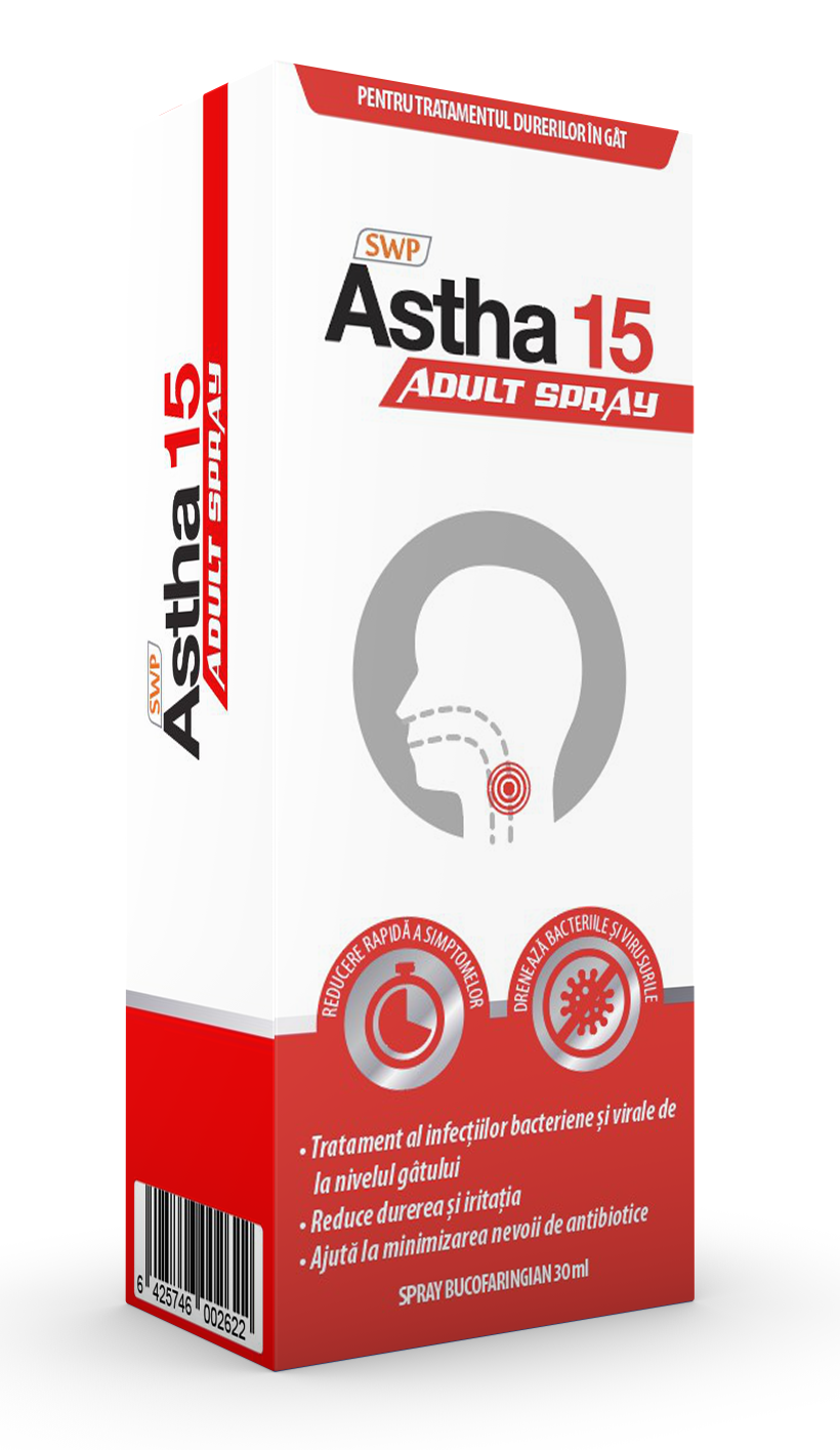 Dureri de gat - Astha 15 spray bucofaringian, SunWave, sinapis.ro