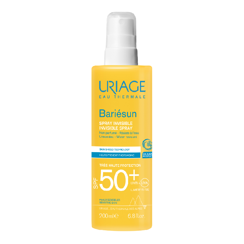 Produse cu SPF pentru corp - Bariesun, spray invizibil fără parfum protecție solară, SPF50+, 200ml, Uriage, sinapis.ro