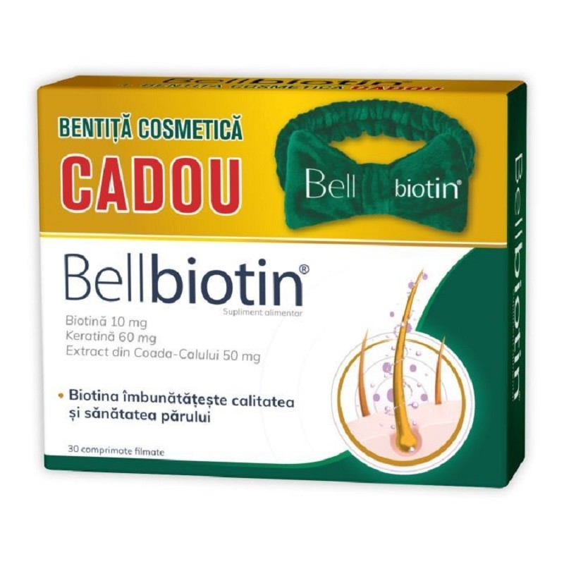 Caderea parului - Belbiotin, 30 comprimate filmate + bentiță cosmetică cadou, Zdrovit, sinapis.ro