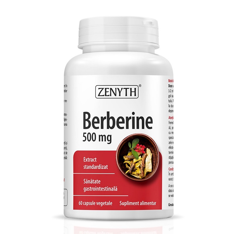 Suplimente diabet - Berberine 500mg, 60 capsule, Zenyth, sinapis.ro