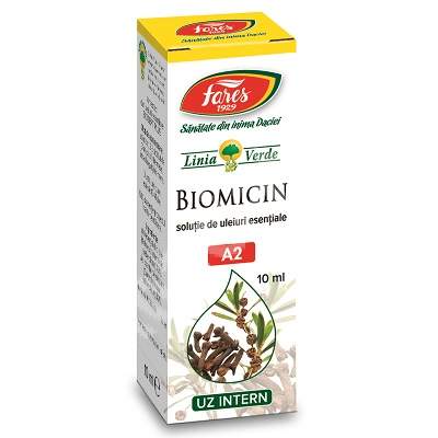 Raceala si gripa - Biomicin solutie de uleiuri esentiale, A2, 10 ml, Fares, sinapis.ro