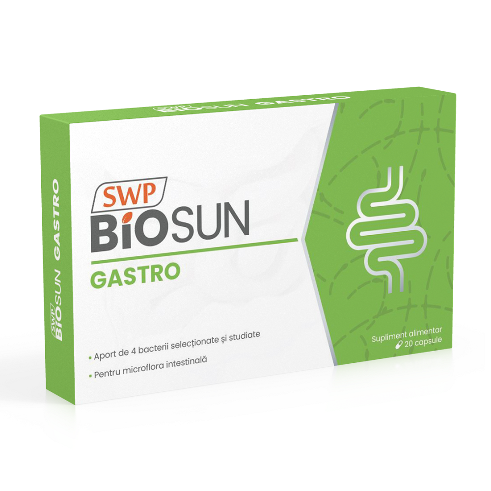 Probiotice si Prebiotice - Biosun Gastro, 20 capsule, Sun Wave Pharma, sinapis.ro