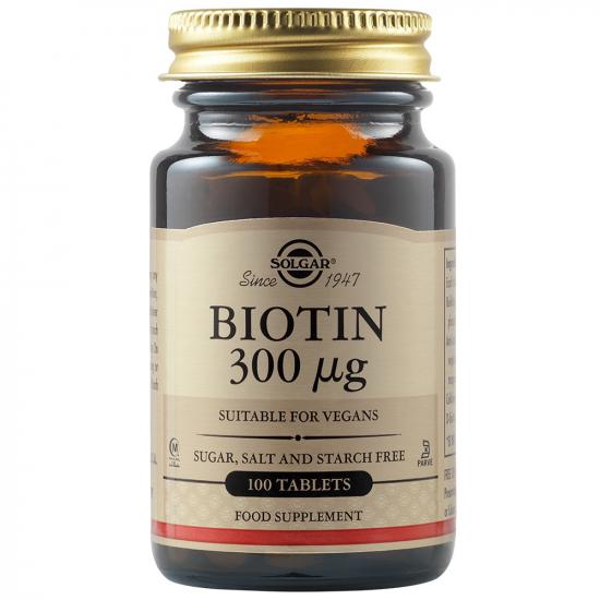 Suplimente alimentare - Biotina 300 mcg, 100 tablete, Solgar, sinapis.ro