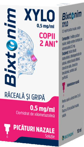 Solutii nazale - Bixtonim Xylo copii picaturi, 10 ml, Biofarm, sinapis.ro