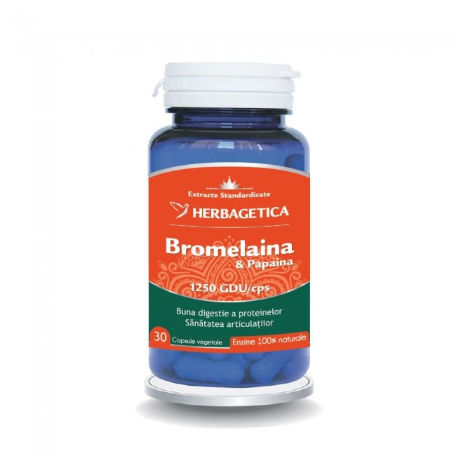 Enzime digestive - Bromelaina & papaina 30 capsule, sinapis.ro