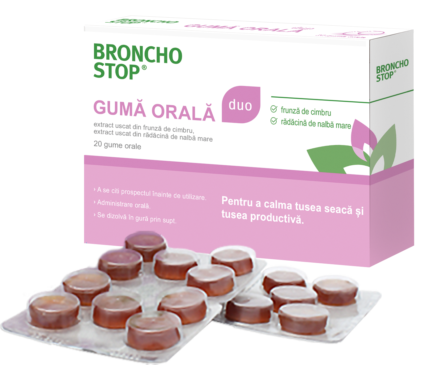 Raceala si gripa - Bronchostop, 20 gume orale, sinapis.ro