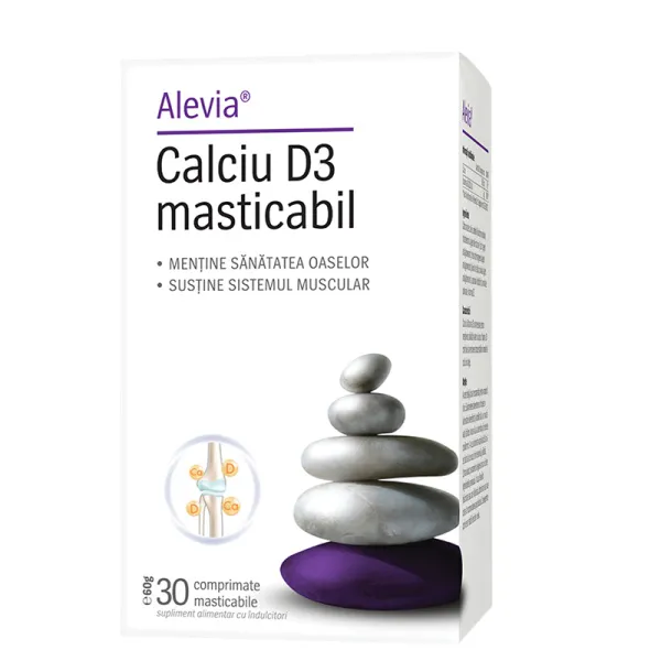 Uz general - Calciu D3 masticabil, 30 comprimate, Alevia, sinapis.ro