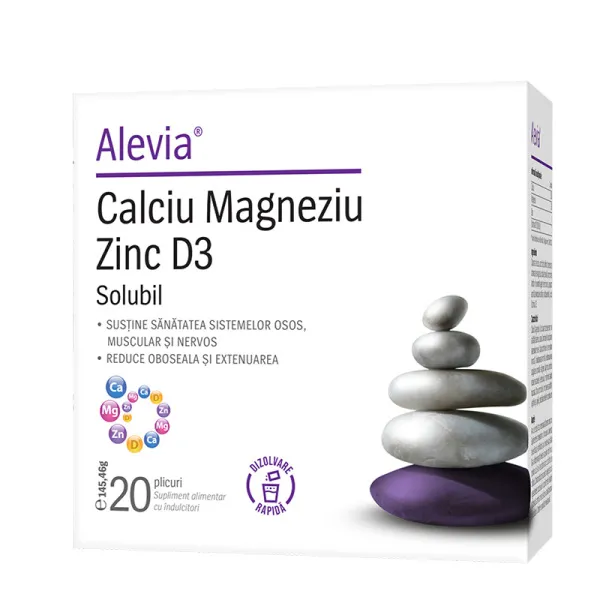 Uz general - Calciu Magneziu Zinc D3 20 plicuri, Alevia, sinapis.ro