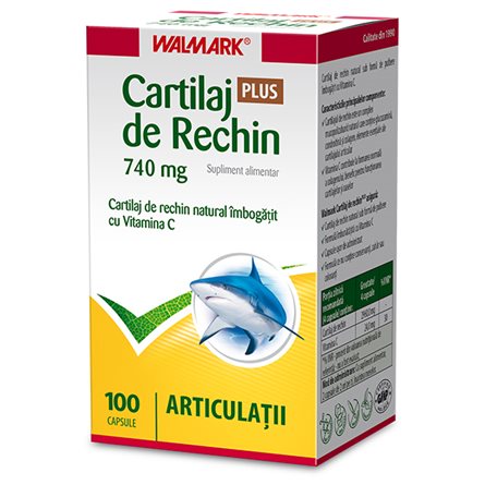 Osteoporoza - Cartilaj de Rechin Plus 740 mg cu vitamina C, 100 capsule, Walmark, sinapis.ro