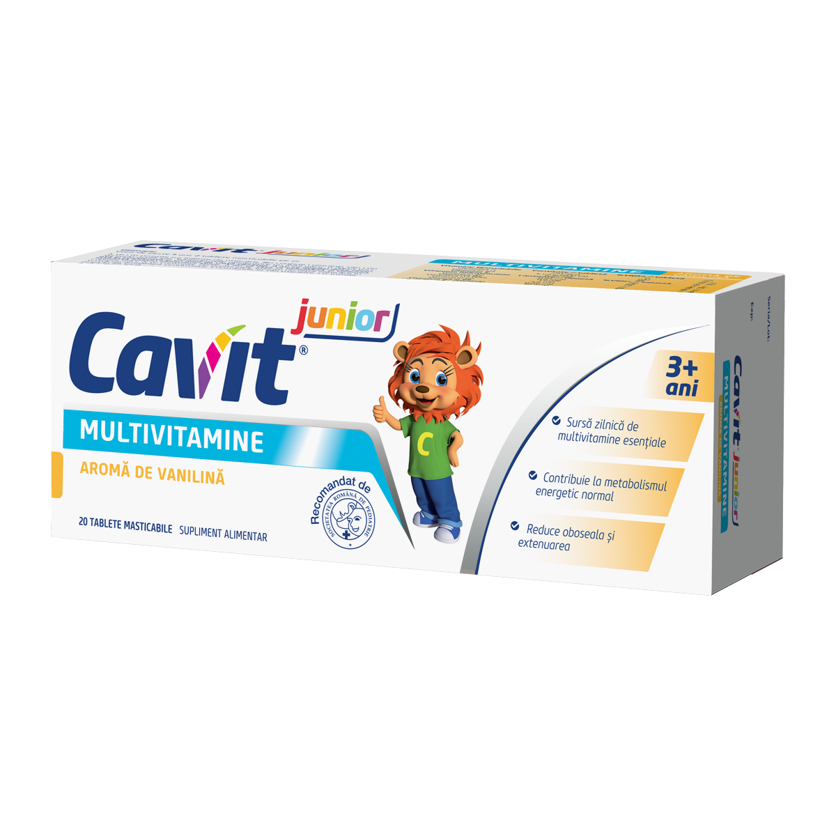 Copii - Cavit junior multivitamine cu aroma de vanilina, 20 tablete, Biofarm, sinapis.ro