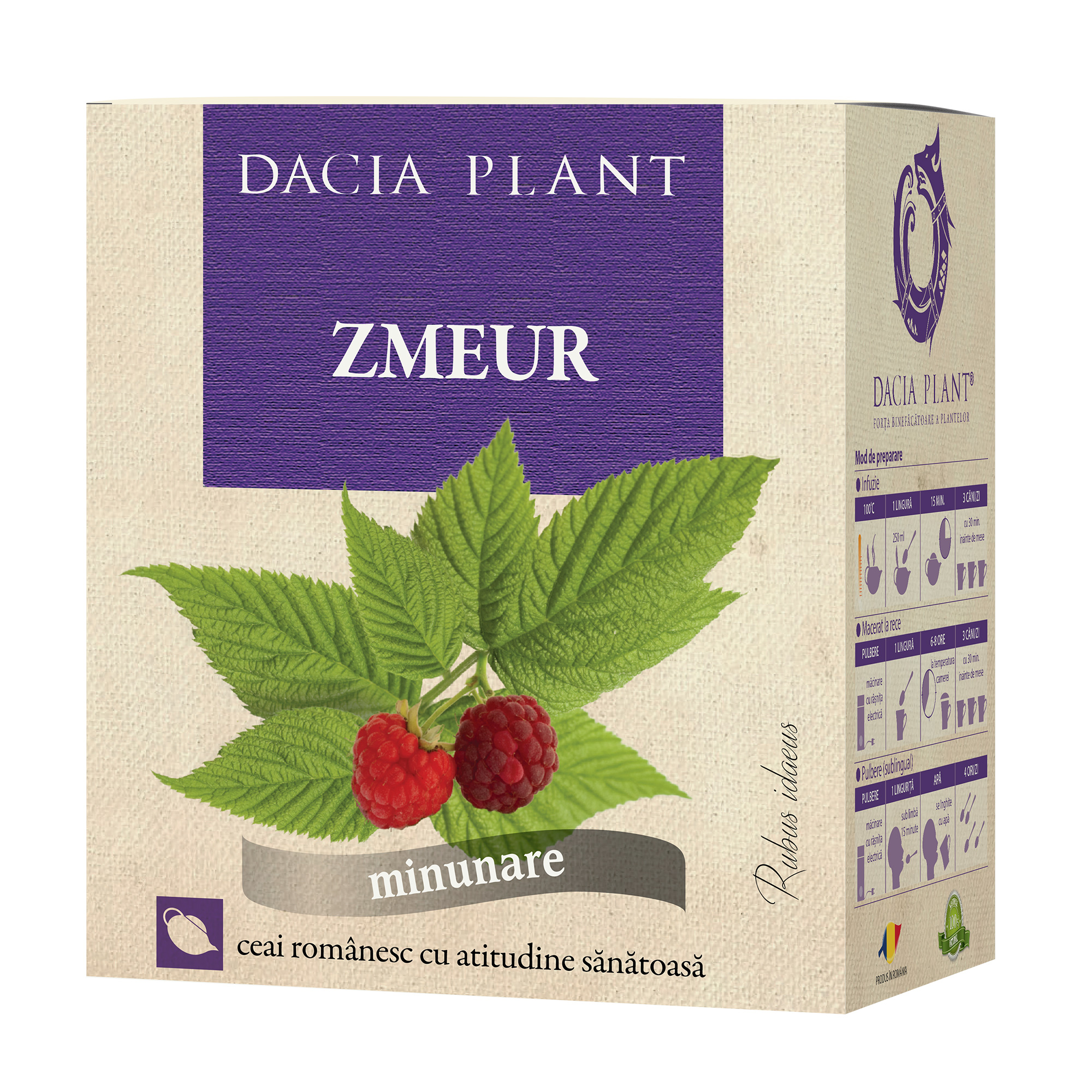 CEAIURI - Ceai de zmeur, 50 g, Dacia Plant, sinapis.ro