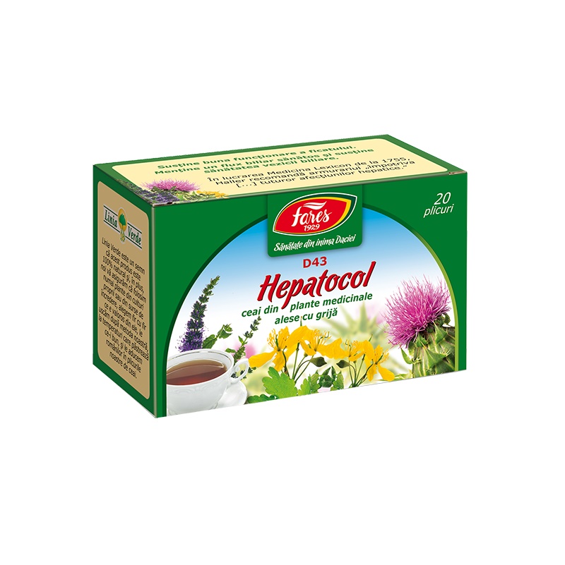 Protectoare hepatice - Ceai Hepatocol D43, 20 plicuri, Fares, sinapis.ro