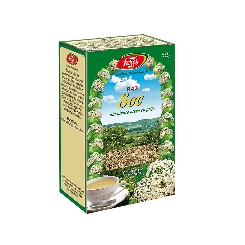 CEAIURI - Ceai soc flori, R42, 50 g, Fares, sinapis.ro