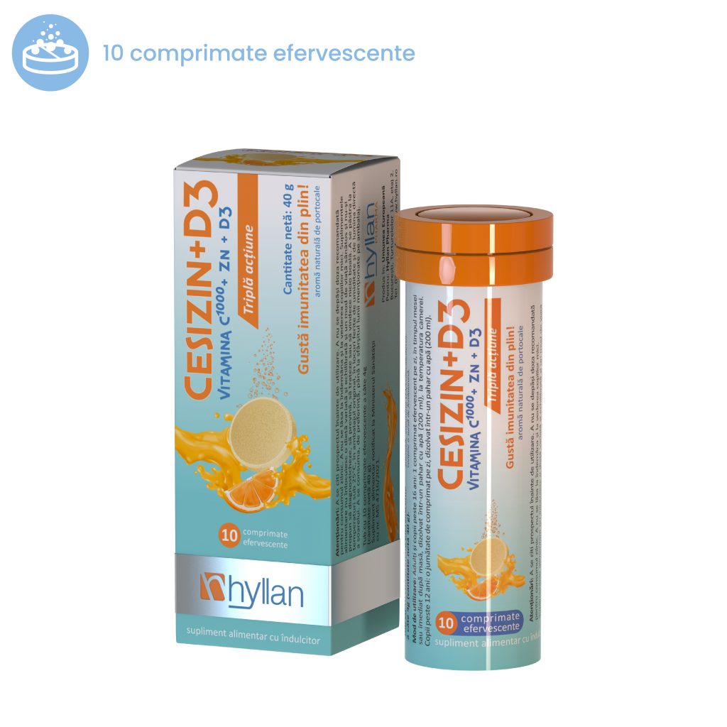 Imunitate - Cesizin + D3, 10 comprimate efervescente, Hyllan, sinapis.ro