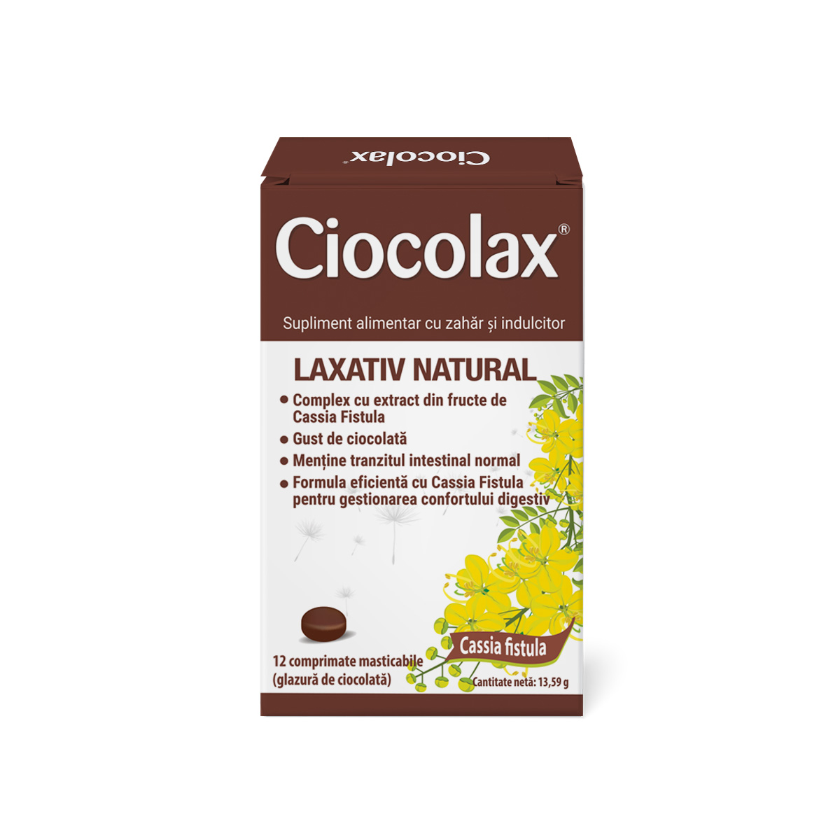 Constipatie - Ciocolax, laxativ natural cu glazură de ciocolată, 12 comprimate, Labormed, sinapis.ro