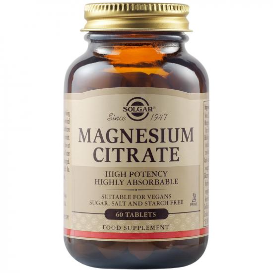 Minerale - Citrat de magneziu 200 mg, 60 tablete, Solgar, sinapis.ro
