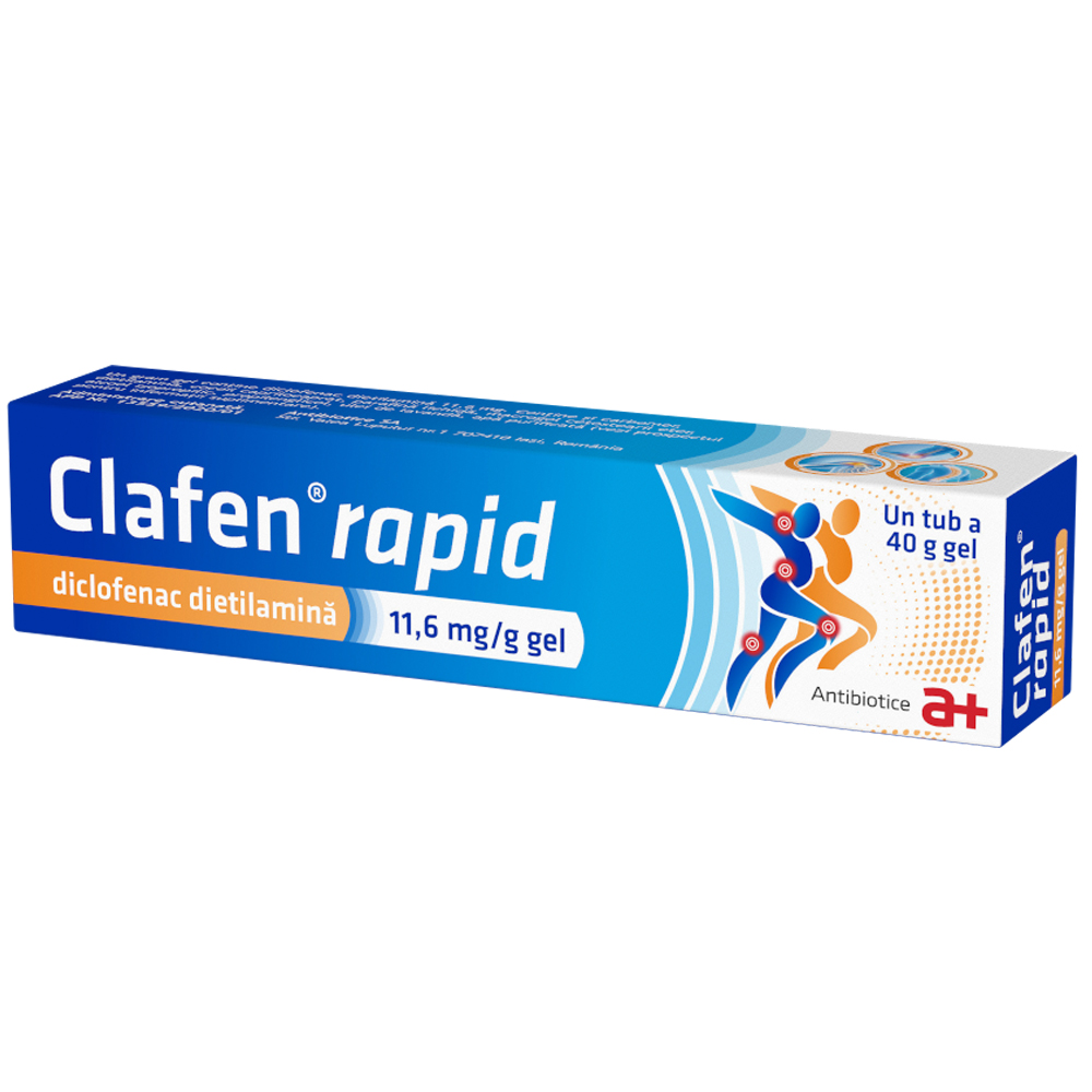 Dureri musculare - Clafen rapid, 11.6mg/g, gel 40g, Antibiotice, sinapis.ro