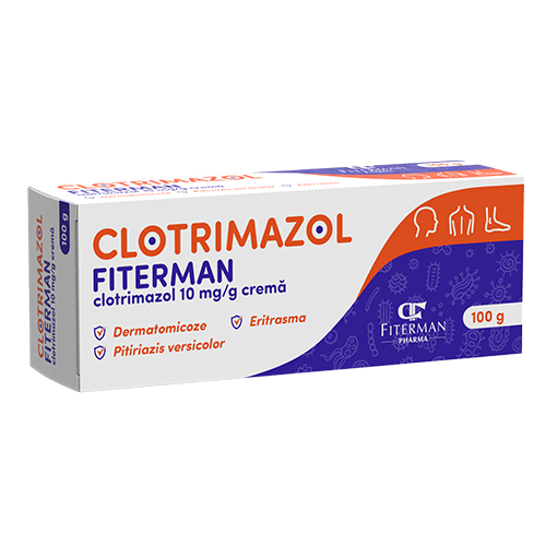 Diverse afectiuni ale pielii - Clotrimazol 10 mg/g, cremă, 35g, Fiterman, sinapis.ro