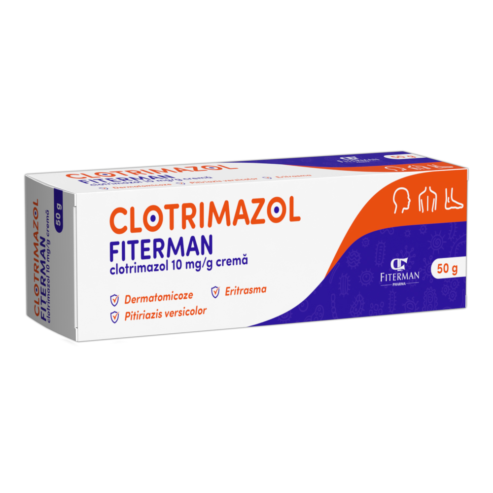 Antimicotice - Clotrimazol cremă, 50g, Fiterman, sinapis.ro