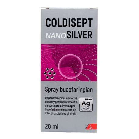 Dureri de gat - Coldisept Nano silver spray pentru gat, sinapis.ro
