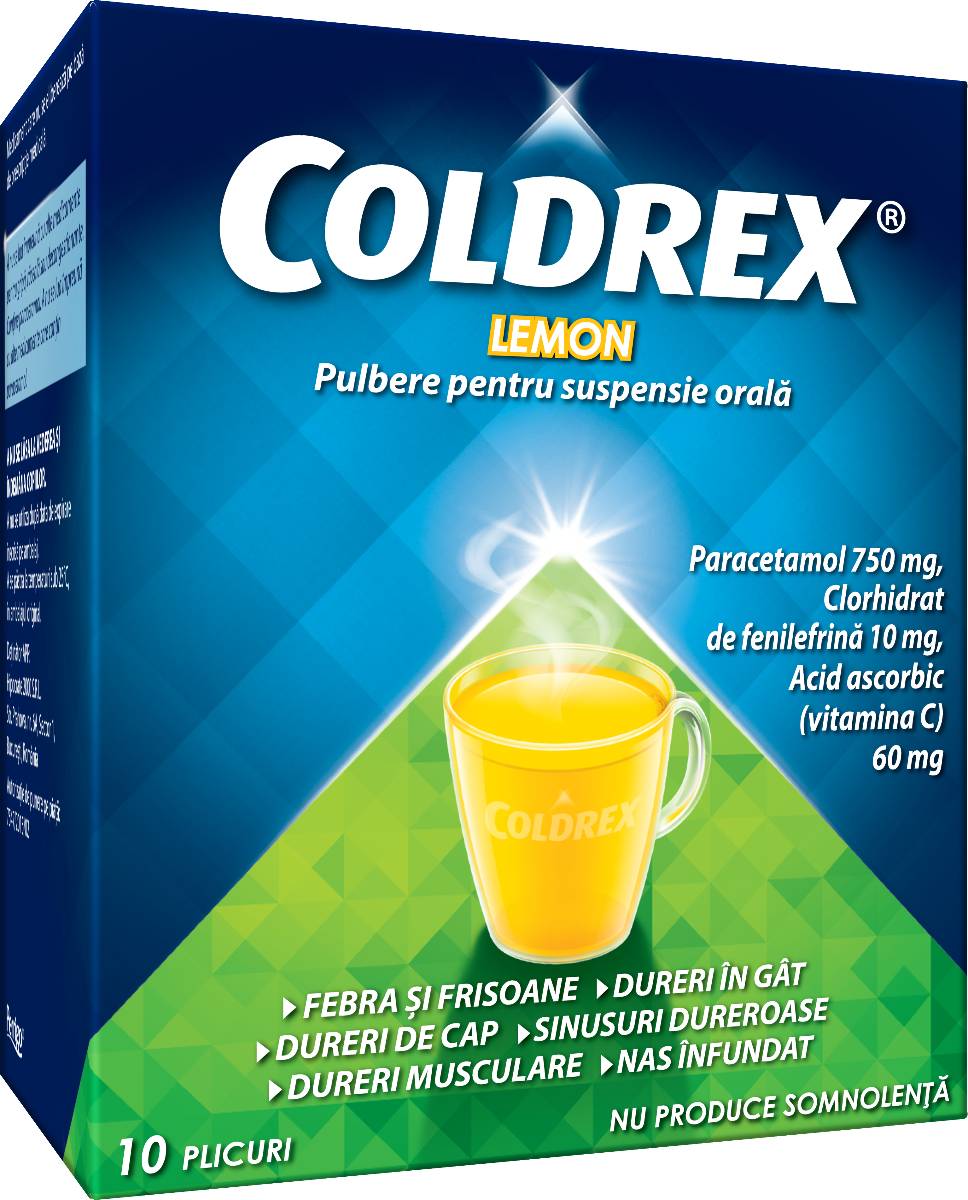 Raceala si gripa - Coldrex lemon, pulbere suspensie orală, 10 plicuri, Perrigo, sinapis.ro