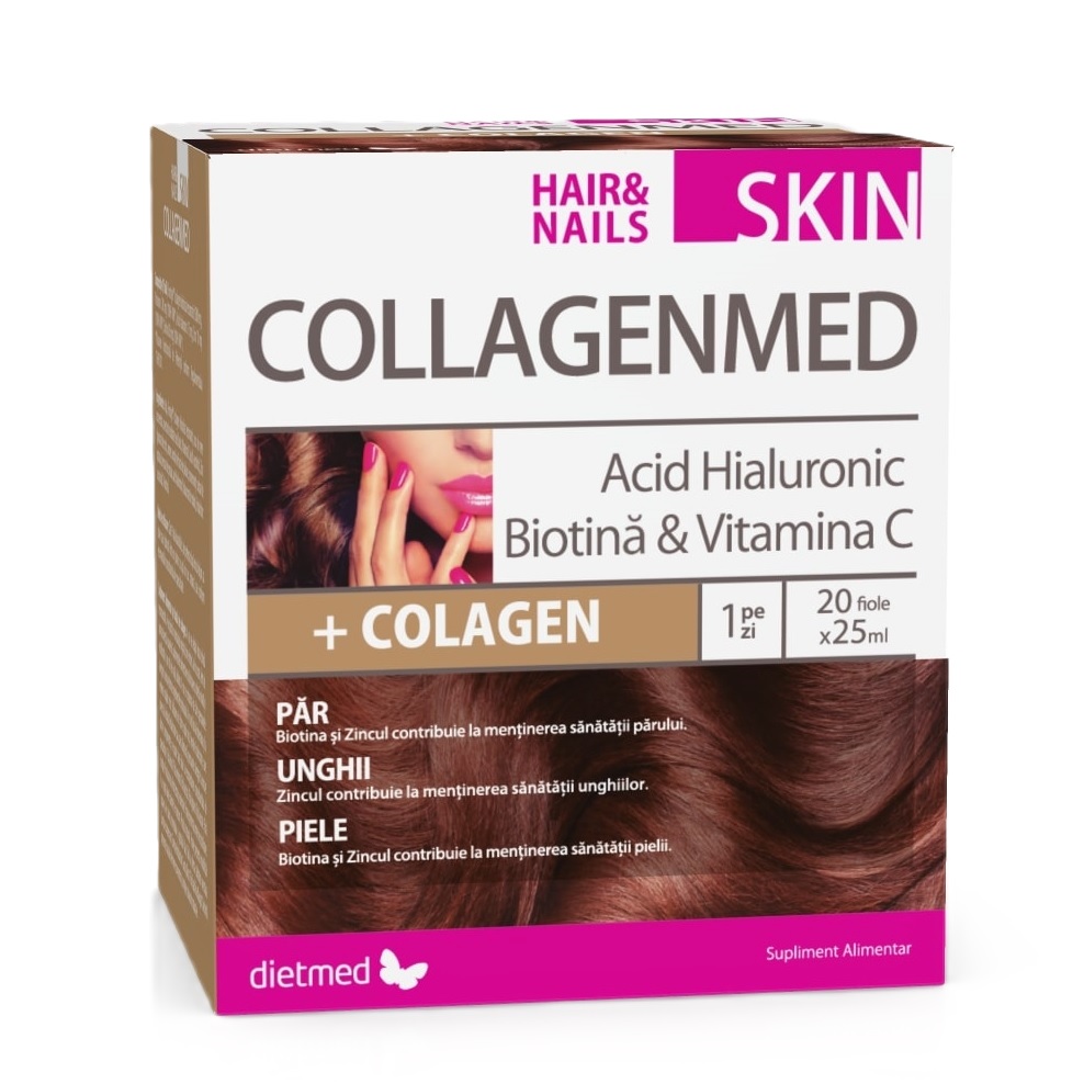 Ingrijire unghii - Collagenmed Skin Hair & Nails, 20 fiole buvabile, Dietmed, sinapis.ro