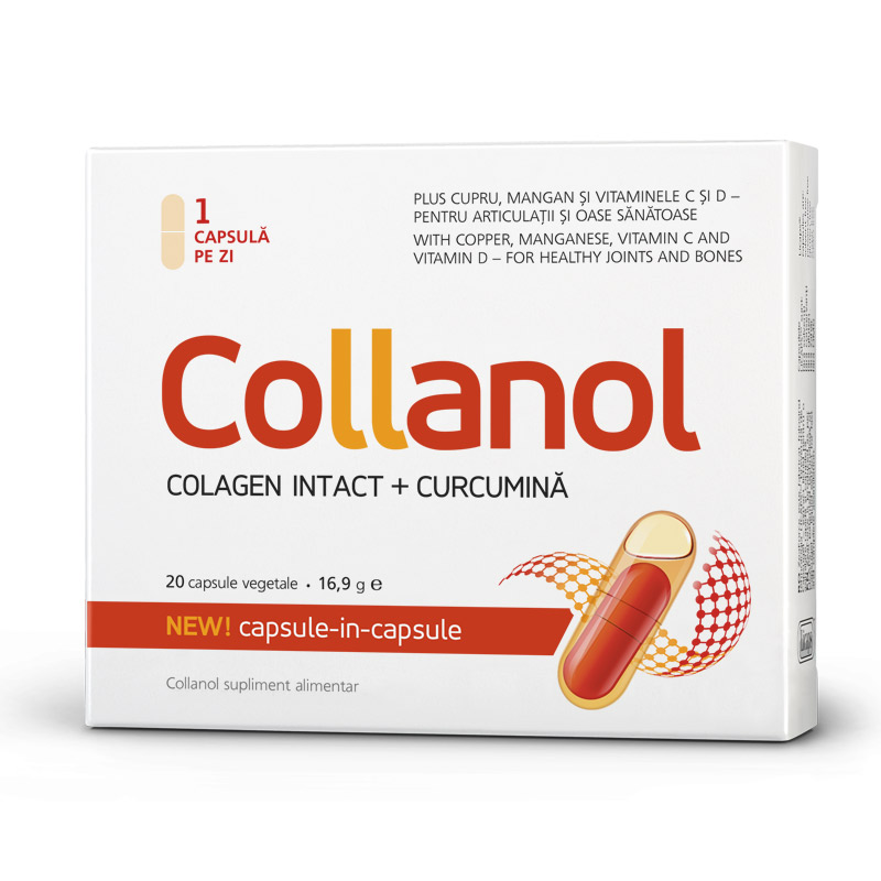  - Collanol, colagen intact și curcumină, 20 capsule, Vitaslim, sinapis.ro