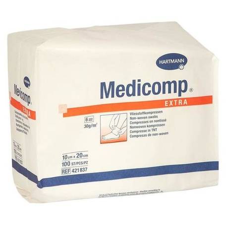 Comprese - Comprese extra nesterile absorbante din material nețesut Medicomp Extra, 10x20 cm, 100bucăți, Hartmann, sinapis.ro