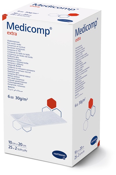 Comprese - Comprese sterile Medicomp Extra 6 straturi, 10x20 cm, 25 bucăți, Hartmann, sinapis.ro