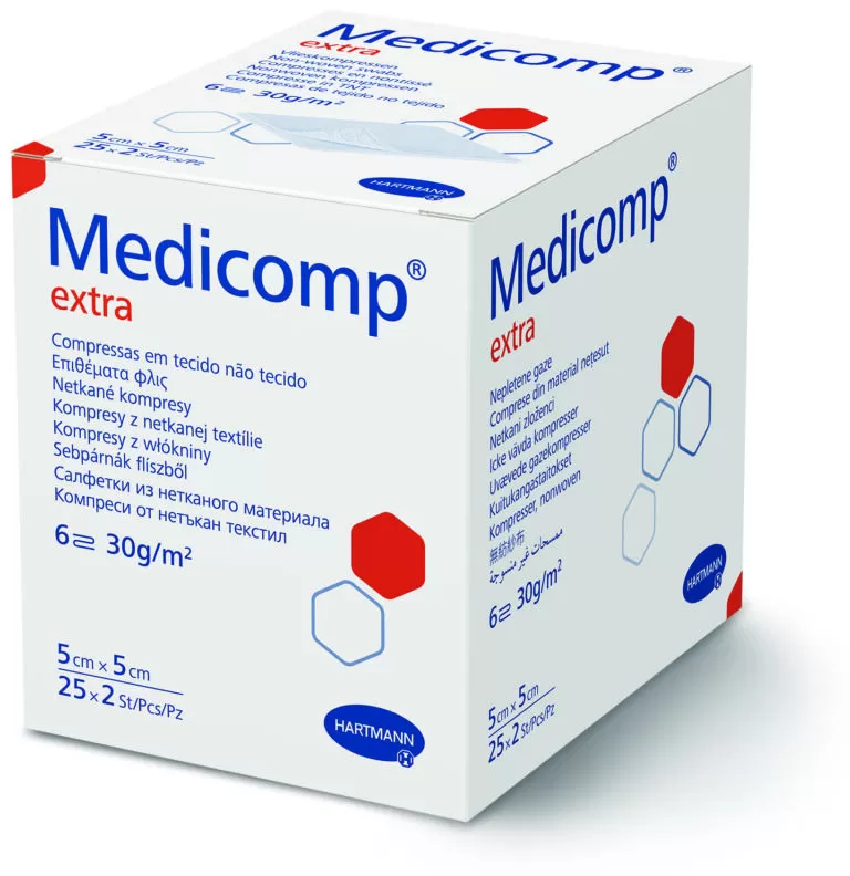 Comprese - Comprese sterile Medicomp Extra 6 straturi, 5x5 cm, 25 bucăți, Hartmann, sinapis.ro