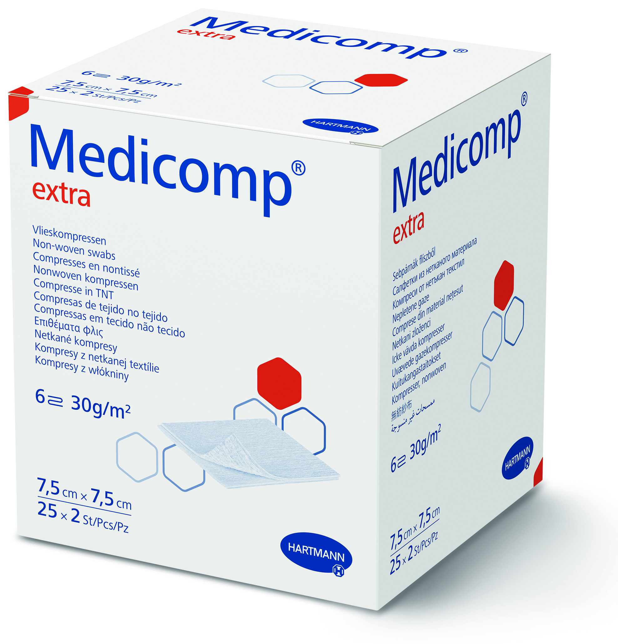 Comprese - Comprese sterile Medicomp Extra 6 straturi, 7.5x7.5 cm, 25 bucăți, Hartmann, sinapis.ro