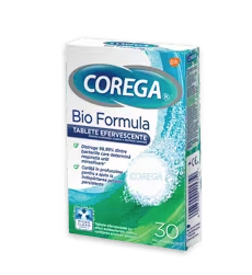 Adezivi proteze dentare - COREGA Bio Formula  - 30 tablete efervescente cu efect  antibacterian de curăţare pentru proteze dentare, sinapis.ro