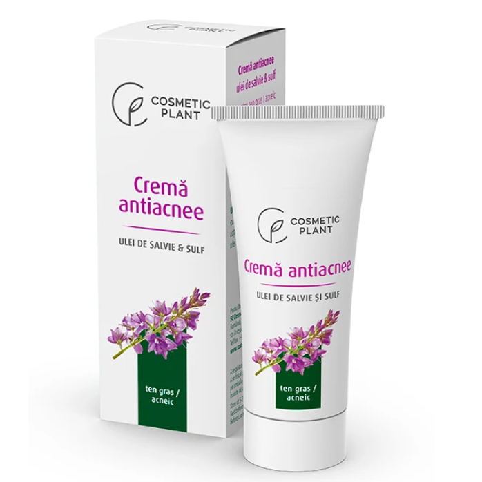 Creme si geluri de fata - Cremă antiacnee cu ulei de salvie și sulf Essential, 30 ml, Cosmetic Plant, sinapis.ro