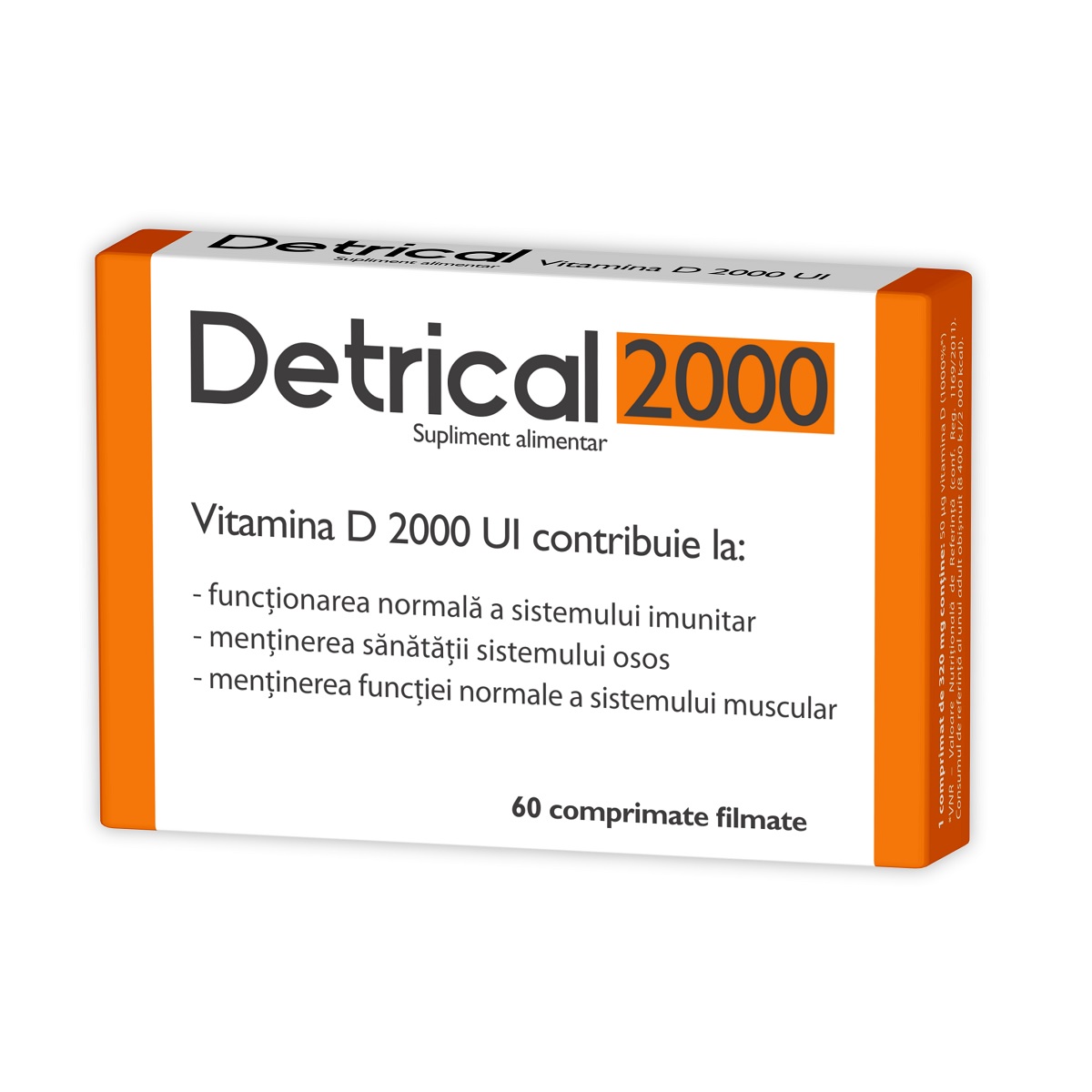 Osteoporoza - Detrical Vitamina D 2000UI, 60 comprimate, Zdrovit, sinapis.ro