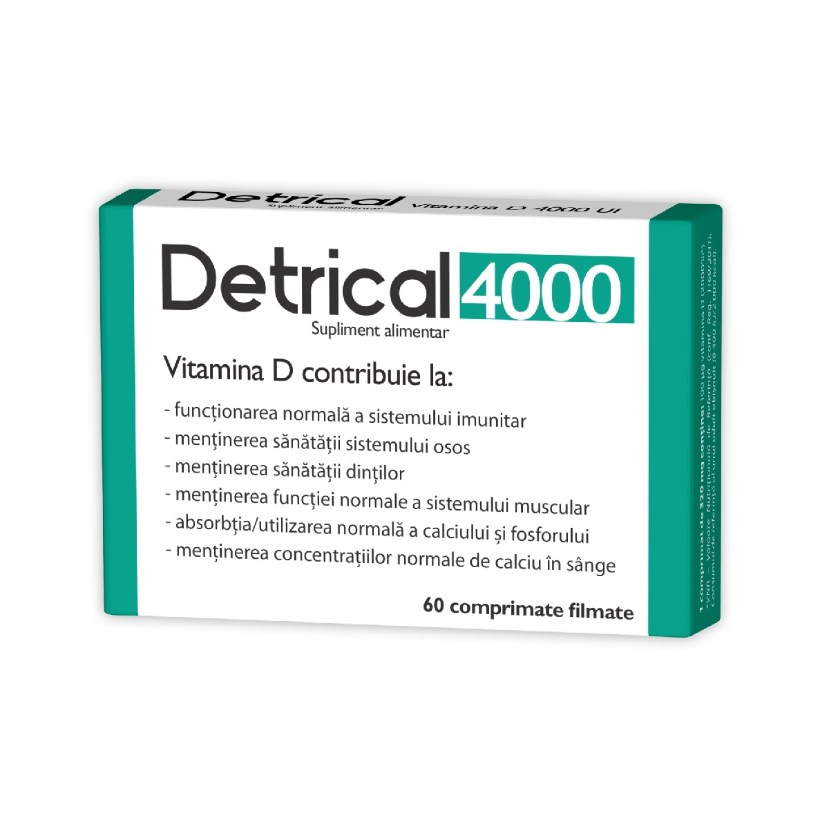 Osteoporoza - Detrical Vitamina D 4000UI, 60 comprimate, Natur Produkt, sinapis.ro