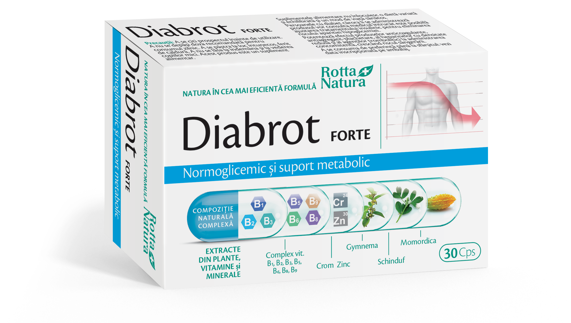 Suplimente diabet - Diabrot forte, 30 capsule, Rotta Natura, sinapis.ro