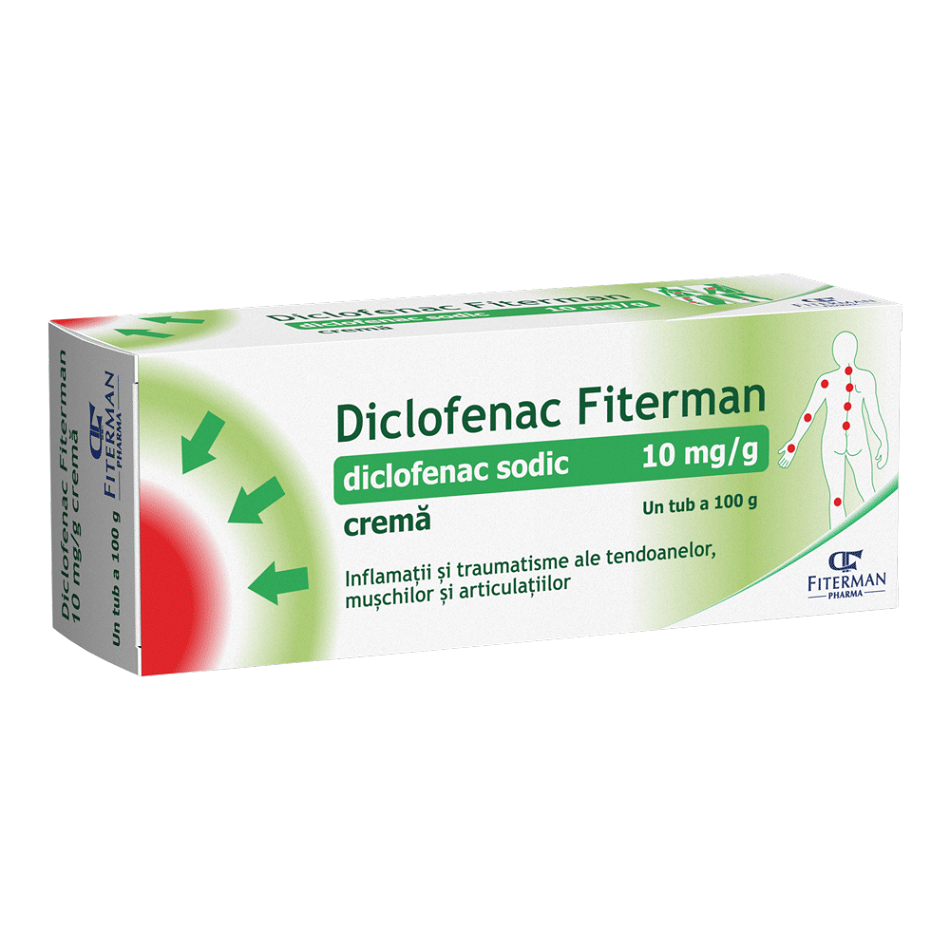 Dureri musculare - Diclofenac Fiterman, cremă, 100g, Fiterman, sinapis.ro