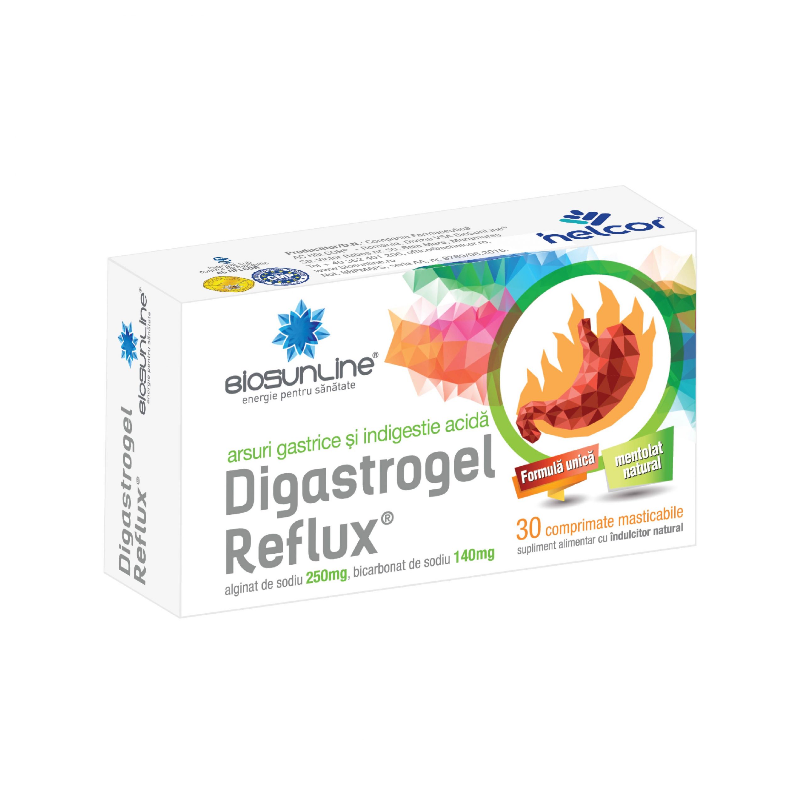 Antiacide - Digastrogel Reflux, 30 comprimate, Helcor, sinapis.ro