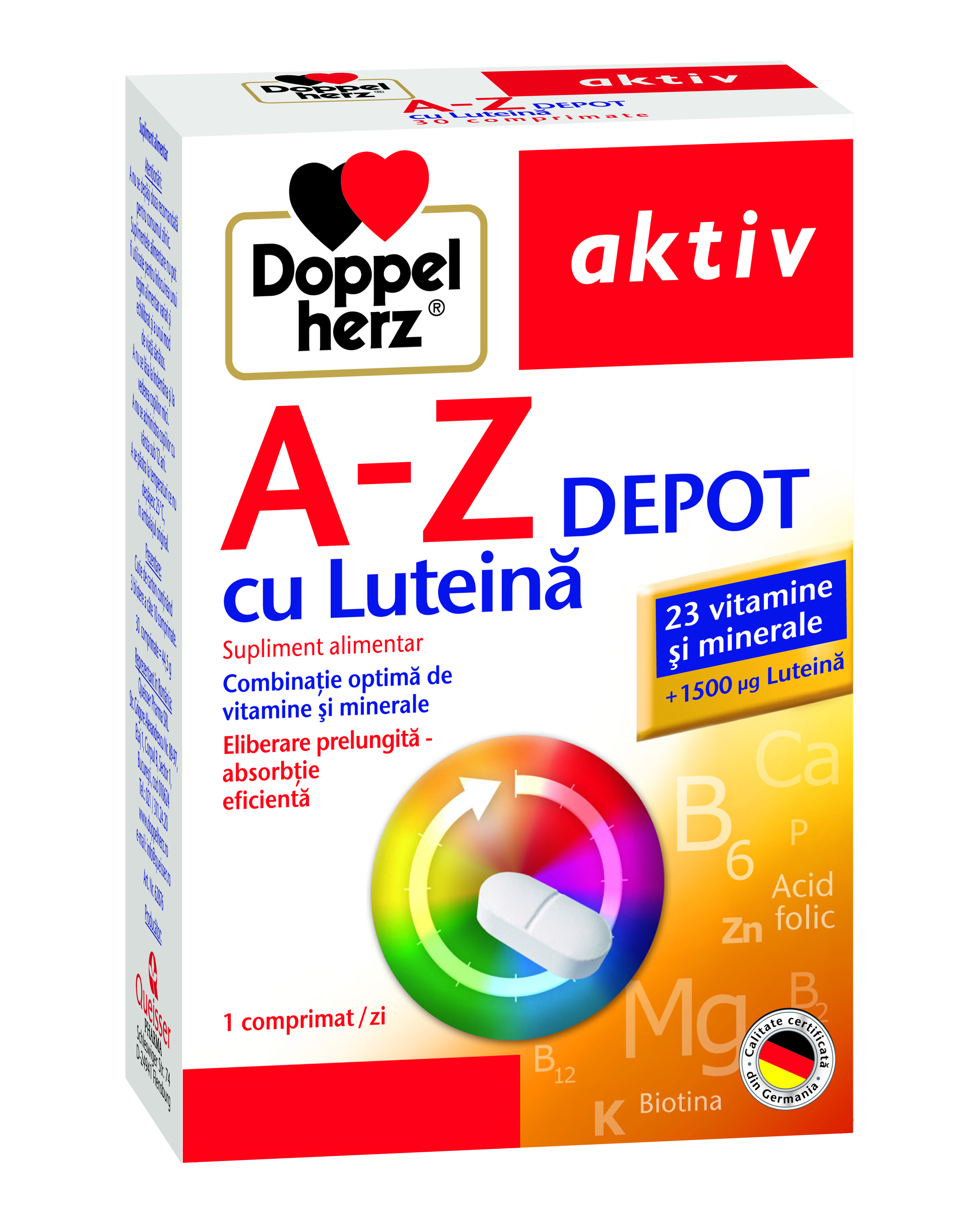 Uz general - Doppelherz Aktiv A-Z DEPOT cu Luteină, 30 comprimate, sinapis.ro