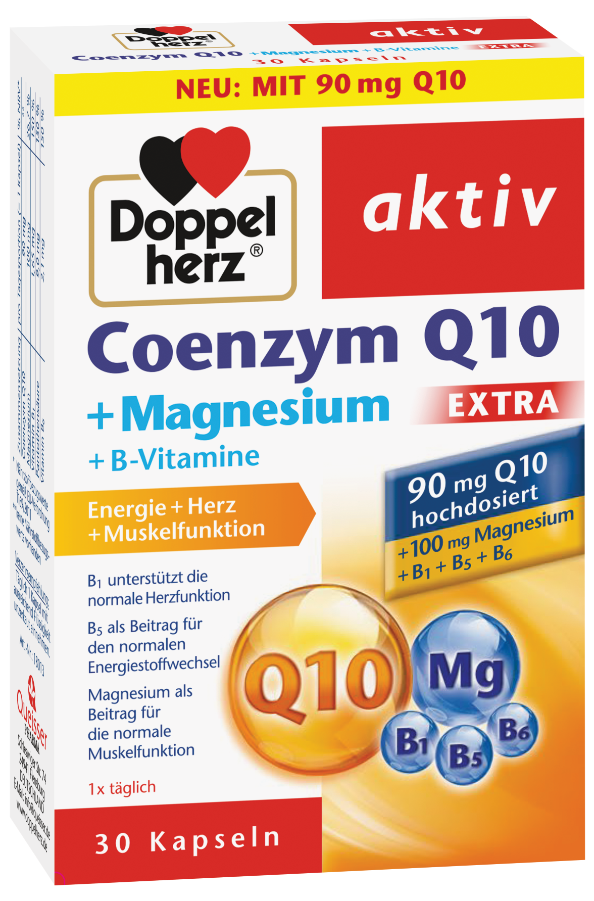  - Doppelherz Aktiv Coenzima Q10 EXTRA + Magneziu, 30 capsule, sinapis.ro