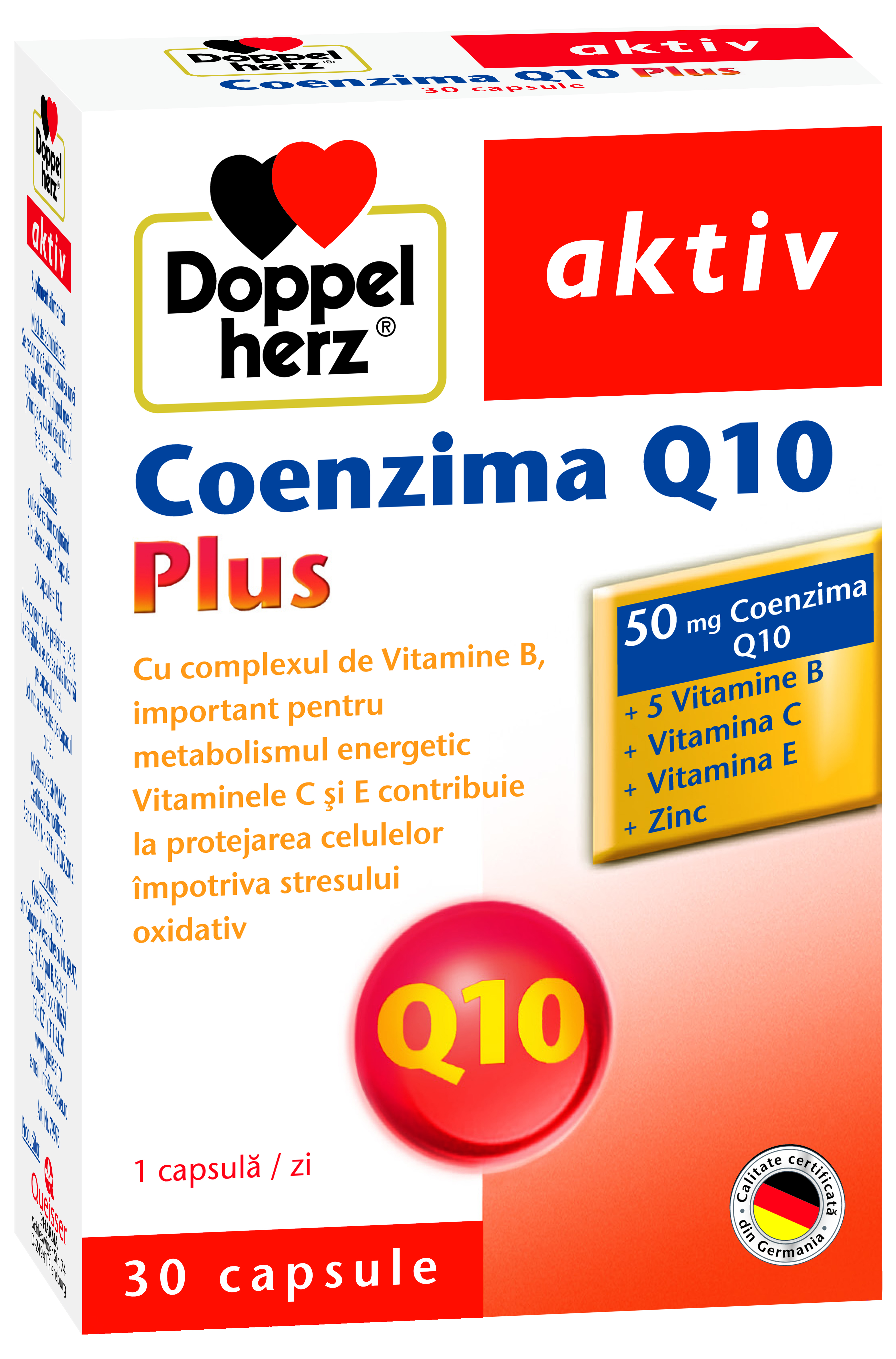  - Doppelherz Aktiv Coenzima Q10 Plus, 30 capsule, sinapis.ro